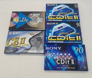 5 x High Position Chrome 90 Min Blank Cassette Tapes Sony EMTec Basf New Sealed - Picture 1 of 3