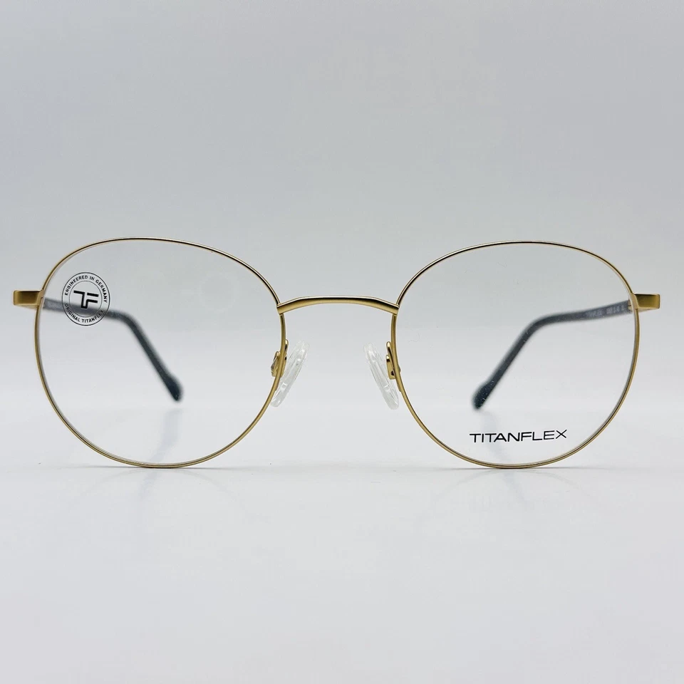 Anteojos Mujer Redondos Dorado Gris Panto TITANFLEX Mod. 820878 NUEVO Foto 1 de 4