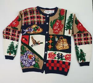 Maglione Vintage L'Occhio d'Aquila M Lavorato a Mano Novità Natale Grosso anni 90 - Foto 1 di 12
