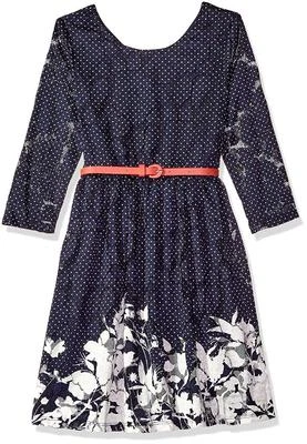 New Speechless Big Girls' Lace Floral Border Dress, Navy/White, Size 7 - Image 1 of 2