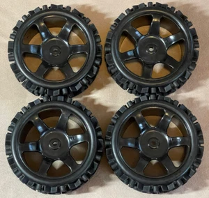 BUGGY TIRES 4PCS BLK SQUARE DRIVE For DTX Firehammer Smartech Carson FG 1/5 RC - Picture 1 of 7