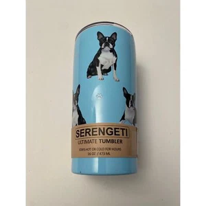 SERENGETI Ultimativer Becher Boston Terrier Blau 16oz Edelstahl Heiß Kalt Reisen - Bild 1 von 8