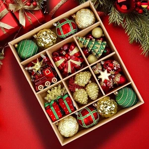 82 Personalisierte Weihnachtskugeln Rot&GoldGrün Ornamente Set,Bruchsichere - Bild 1 von 9