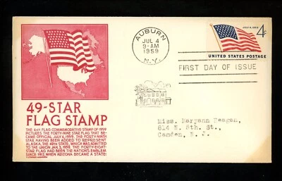 US FDC #1132 Anderson M-1 1959 Auburn NY 49 Star Flag - Image 1 of 2