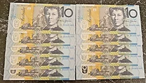 Australia 2006 $10 Macfarlane/ Henry Last Prefix 10 Consecutive Banknotes GL06 - Picture 1 of 3