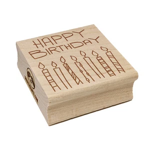 Happy Birthday Candles Fun Celebration Square Rubber Stamp for Stamping Crafting - Picture 1 of 9