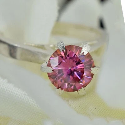 Сертифицированное кольцо из стерлингового серебра 925 пробы с натуральным круглым бриллиантом 1,8 карата VS1 для женщин - Изображение 1 из 4