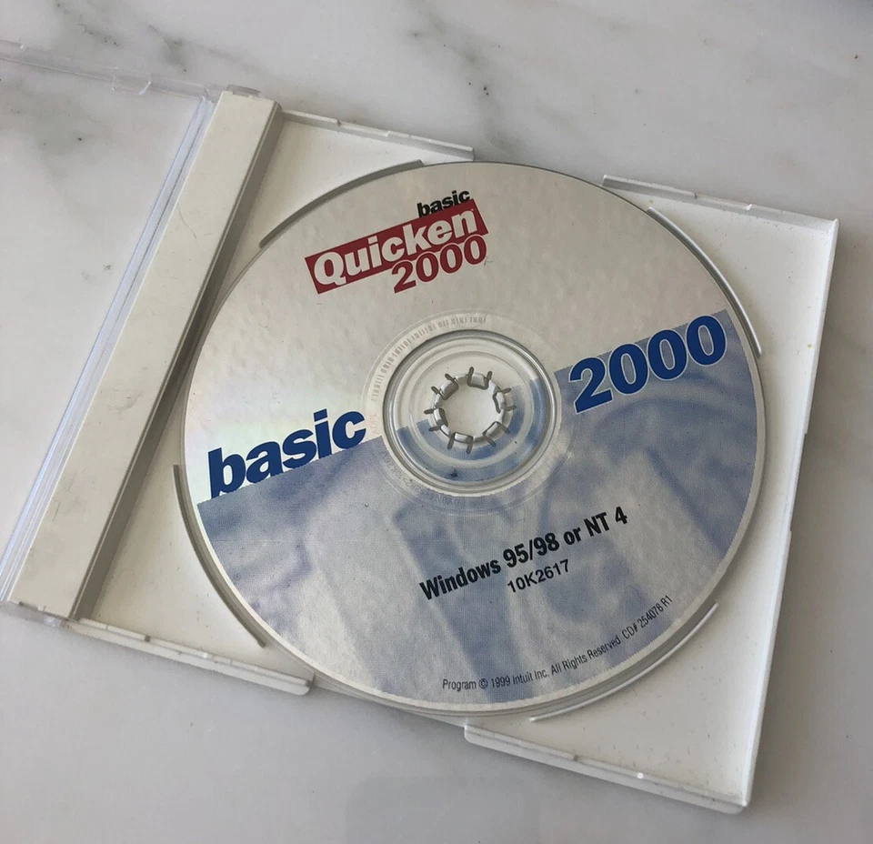 Quicken 2000 Basic Windows 95/98 Or NT 4  10K2617 1999 Intuit Original CD - Image 1 of 4