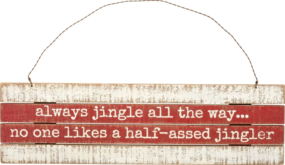 Slat Wood Hanging Christmas Sign | Always Jingle All The Way | 14 Inch NEW - Image 1 of 1