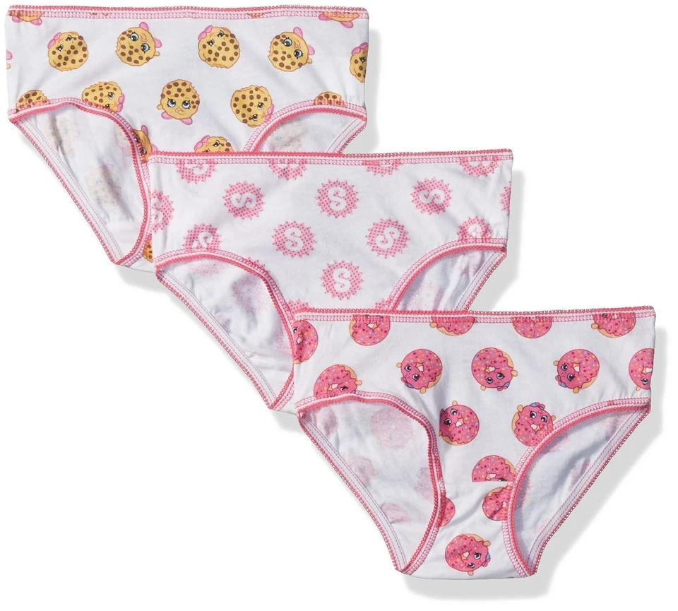 Shopkins Big Girls' 3 Pk Briefs Underwear Cookie and Donut, White/Multi, 8 - Image 1 of 1