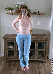 S. Christina 100% Cashmere Sweater Pink Heart Cable Knit Pullover Women’s S/M - Picture 1 of 6