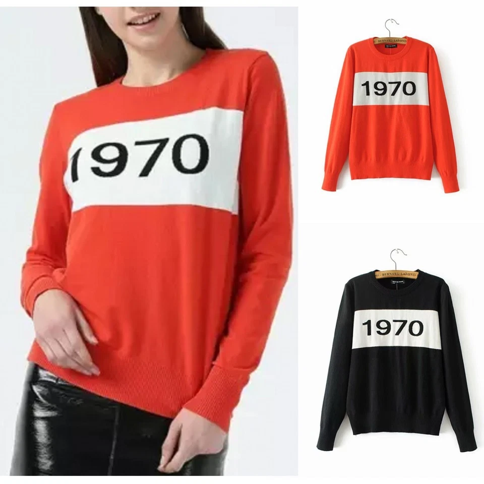 Womens 1970 Jumper Pullover Long Sleeve Vintage Jacquard Knitted Sweater Tops UK - Image 1 of 4