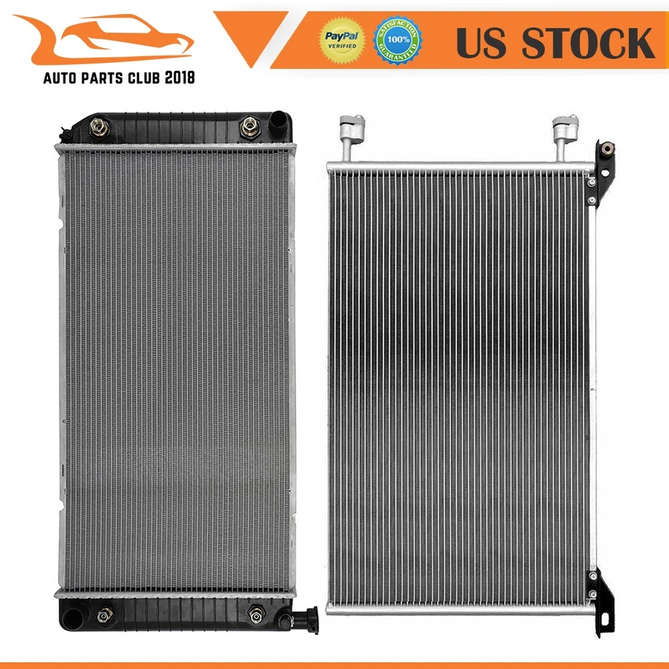 Radiator And AC Condenser Fits 01-04 Chevrolet Silverado 3500 00 Chevrolet Tahoe Foto 1 de 4