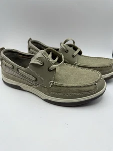 Margaritaville Harpoon Lace Up Men's Size 11 Boat Shoes Tan Canvas Mesh - Picture 1 of 5
