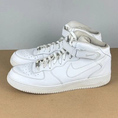 Nike Air Force 1 '07 Mid Cuero Zapatos Atléticos Para Hombres 18 Blanco Con Cordones Foto 1 de 4
