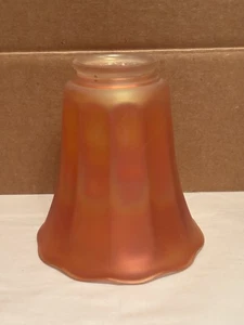 Vintage Carnival Glass Bell Light Shade Orange Marigold Paneled Iridescent - Picture 1 of 16