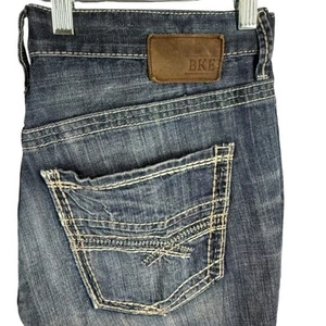 Pantalones de mezclilla BKE Carter pierna recta lavado oscuro modernos informales para hombre talla 33R - Imagen 1 de 12