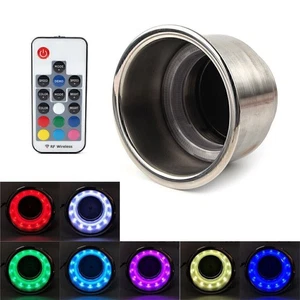 Edelstahl LED RGB Getränkehalter + Fernbedienung Auto für Marine RV Truck - Picture 1 of 12