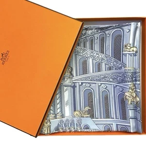Bufanda de Seda Hermes Les Rivieres de Babel Vintage Azul 90cm Accesorio de Moda - Imagen 1 de 9