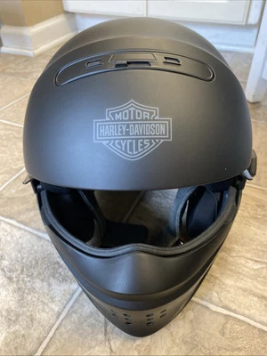 Matte Black Harley Davison Full Face Modular Helmet With Carry Bag XXL. - Image 1 of 4