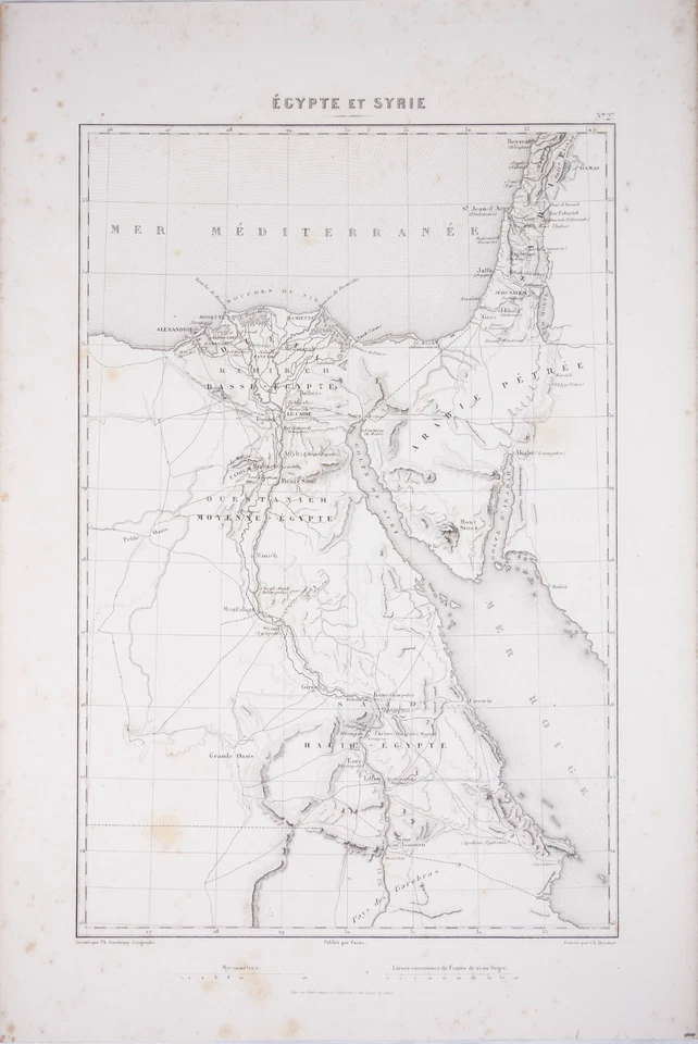 ca 1875 埃及和叙利亚安装 SINAI 地图 DUVOTENAY 15x10 阅读 P380 — 第 1/1 张图片