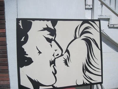 Pintura al óleo grande de Roy Lichstenstein: El beso revisado Foto 1 de 2