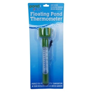 Schwimmendes Teich Thermometer mit Bindeleine misst Teichwassertemperatur genau - Bild 1 von 2