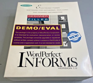 WordPerfect Informs Version 1.0 Windows Demo Eval Software BIG BOX New 1993 PC - Picture 1 of 4