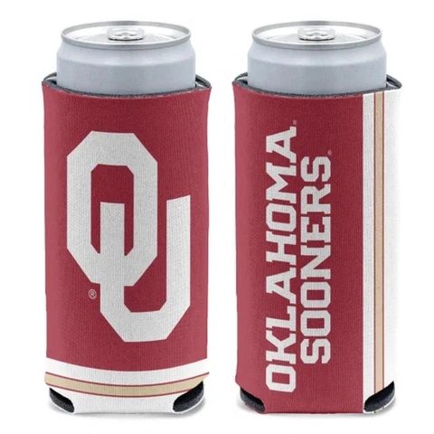 Oklahoma Sooners 12oz Slim Can Cooler [NEW] NCAA Beer Seltzer Coozie Claw Holder Cover