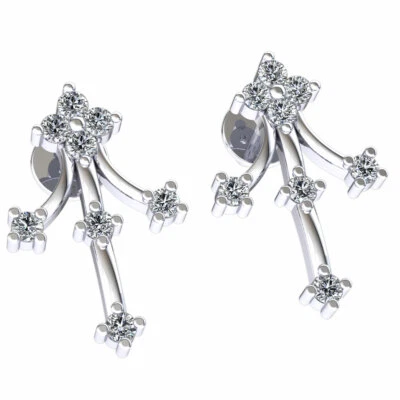 Pendientes racimo de diamantes de corte redondo reales de 0,15 quilates de oro de 18 quilates para damas Foto 1 de 4