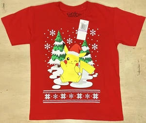 Camiseta Pokemon Pikachu Niño Roja Talla 6 Vacaciones Navidad Invierno Retirado Top - Imagen 1 de 5