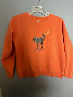 Sudadera Hanes Grande Suave Mujer Halloween Gato Negro Luna Brillante Foto 1 de 4