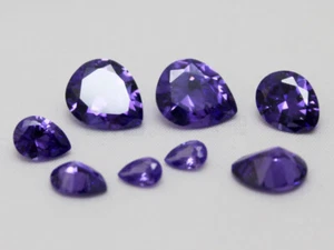 Tanzanite CZ Pear 4x6 6x8 8x10 10x12 mm AAA Loose Cubic Zirconia Gemstone Violet - Picture 1 of 7