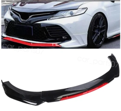 For Toyota Camry Black&Red Style Front Bumper Chin Lip Body Spoiler Splitter US Foto 1 de 4