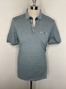 Ted Baker Shirt Mens 6 XL Green Polo Shirt Short Sleeve Collared Pocket - Picture 1 of 8