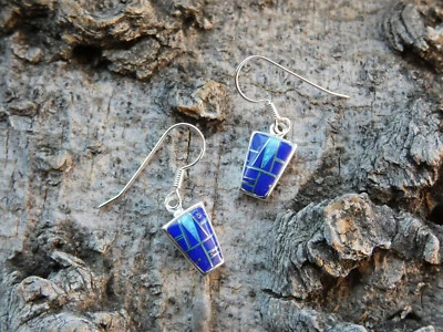 Southwestern Blue Lapis & Opal Gemstone Petite Earrings Sterling Silver NEW AB80 - Изображение 1 из 4
