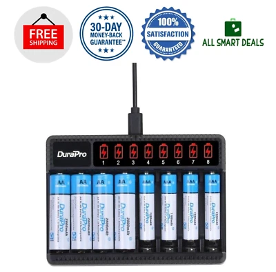 Baterías Recargables Doble AA Y Triple AAA Con Cargador 8 Baterías Larga Duracio Foto 1 de 4