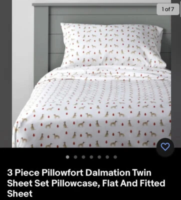3 Piece Pillowfort Dalmation Twin Sheet Set Pillowcase, Flat And Fitted Sheet - Image 1 of 4