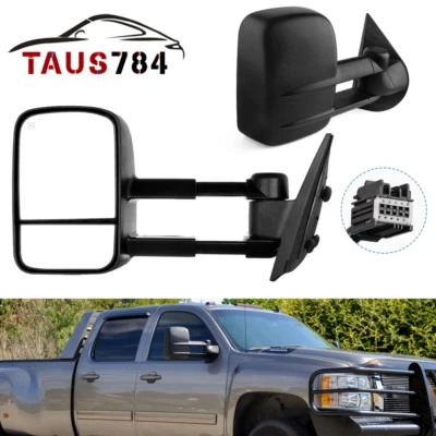 Pair Heated Tow Mirrors for 2007- 2013 Chevy Silverado Sierra 1500 2500HD 3500HD - Image 1 of 4