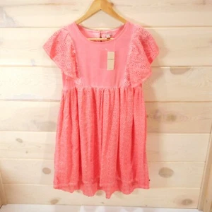 NWT Lucky Brand Youth Girls' size XL Eyelet Dress Calypso Coral MSRP $54.50 - Picture 1 of 10