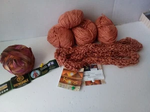 Yarn -Lot of 3 =1 Nylon Ribbon Ball and 2 Skeins 100% Cotton Yarn - Picture 1 of 6