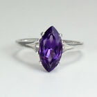 Natural African Amethyst Ring Sterling Silver 925 / Marquise-Shaped