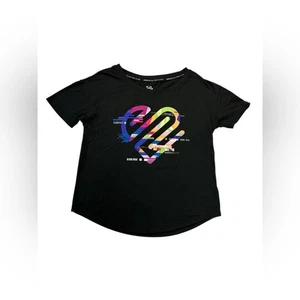 Justice Girls Short Sleeve T-shirt Sz S 7/8 Black Multi color design loose fit - Picture 1 of 7