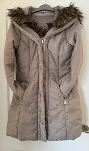 Ladies George Parka Style Coat Size 14 Coffee - Hooded , Zipped Pockets - Picture 1 of 7