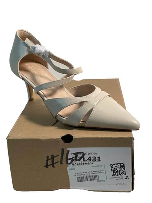 Coutgo Beige Faux Leather Kitten Heels Dressy Shoes Point Toe Women's Size 9.5 - Image 1 of 4