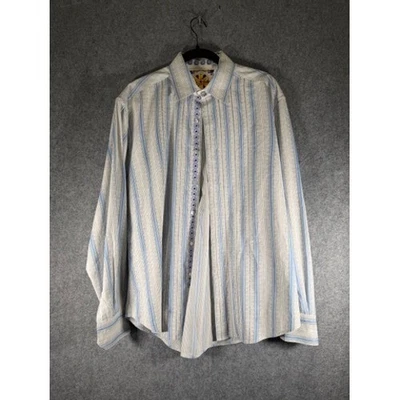 Robert Graham Mens XL Striped Long Sleeve Button Up FLIP cuff Shirt Designer - Image 1 of 4