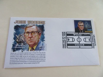 Basketball Coach John Wooden 2024 Stamp Fdc Sc#5833 Pictorial Cancel Panda Cover - Image 1 of 2