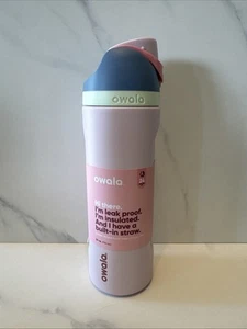 Owala 24 Oz FreeSip Water Bottle Pink Green Insulated No-Leak Built-In Straw - Picture 1 of 14