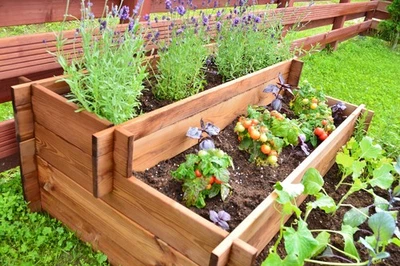 NATURHOLZ GARTENHAUS Etagen Hochbeet aus Holz - Pflanzbeet 3-Stufig 120x120x40cm