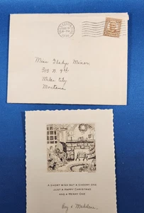 1936 USA Christmas Card & Envelope Yates Center Kansas Postmark 1c Stamp - Picture 1 of 5